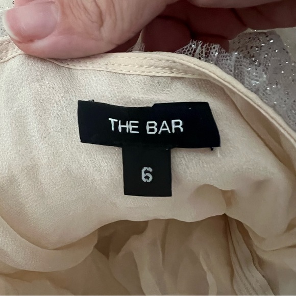 NEW NWOT The Bar Kai Tiered Tulle Halter Midi Dress In Sparkle Nude - Picture 12 of 13